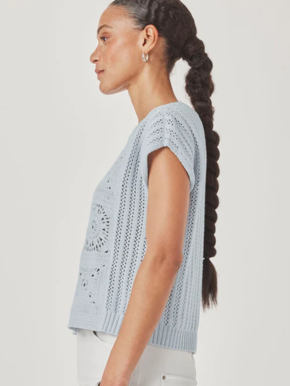 Splendid Light Blue Cropped Knit Sweater Vest - Picture 11 of 14